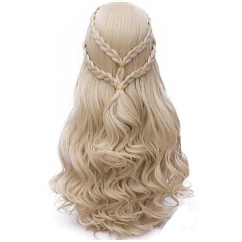 Probeauty Long Blonde Braid Wig Women Halloween Costume Cosplay Wig Cap ( Curly Braid B) - Image 1